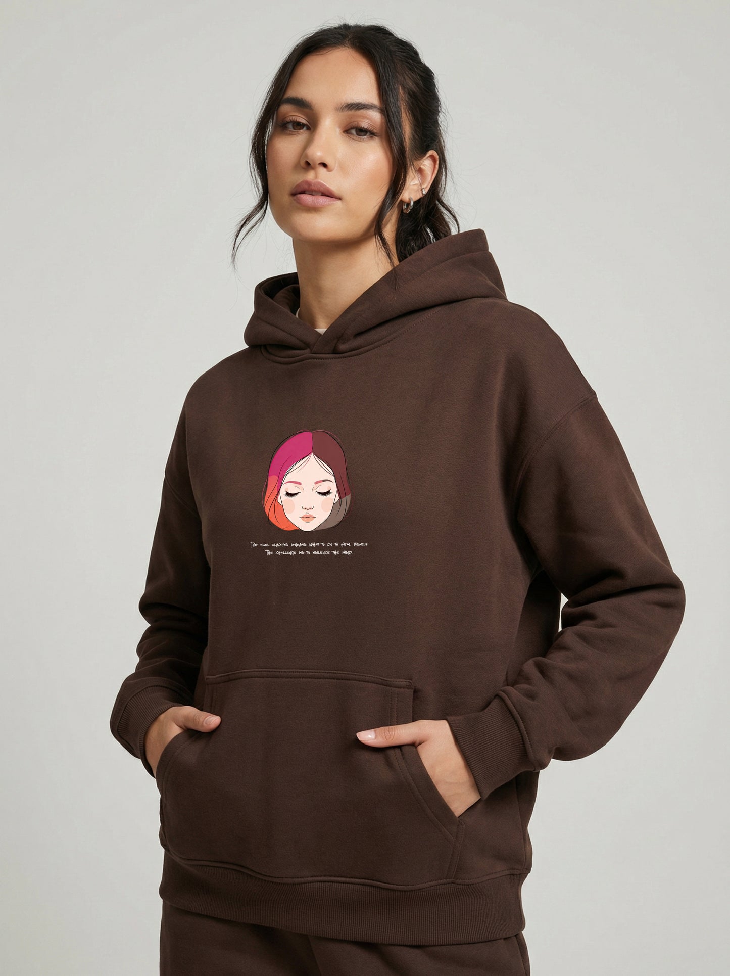Minimal Girl Art Hoodie – 400 GSM Black | Aaploo Luxury