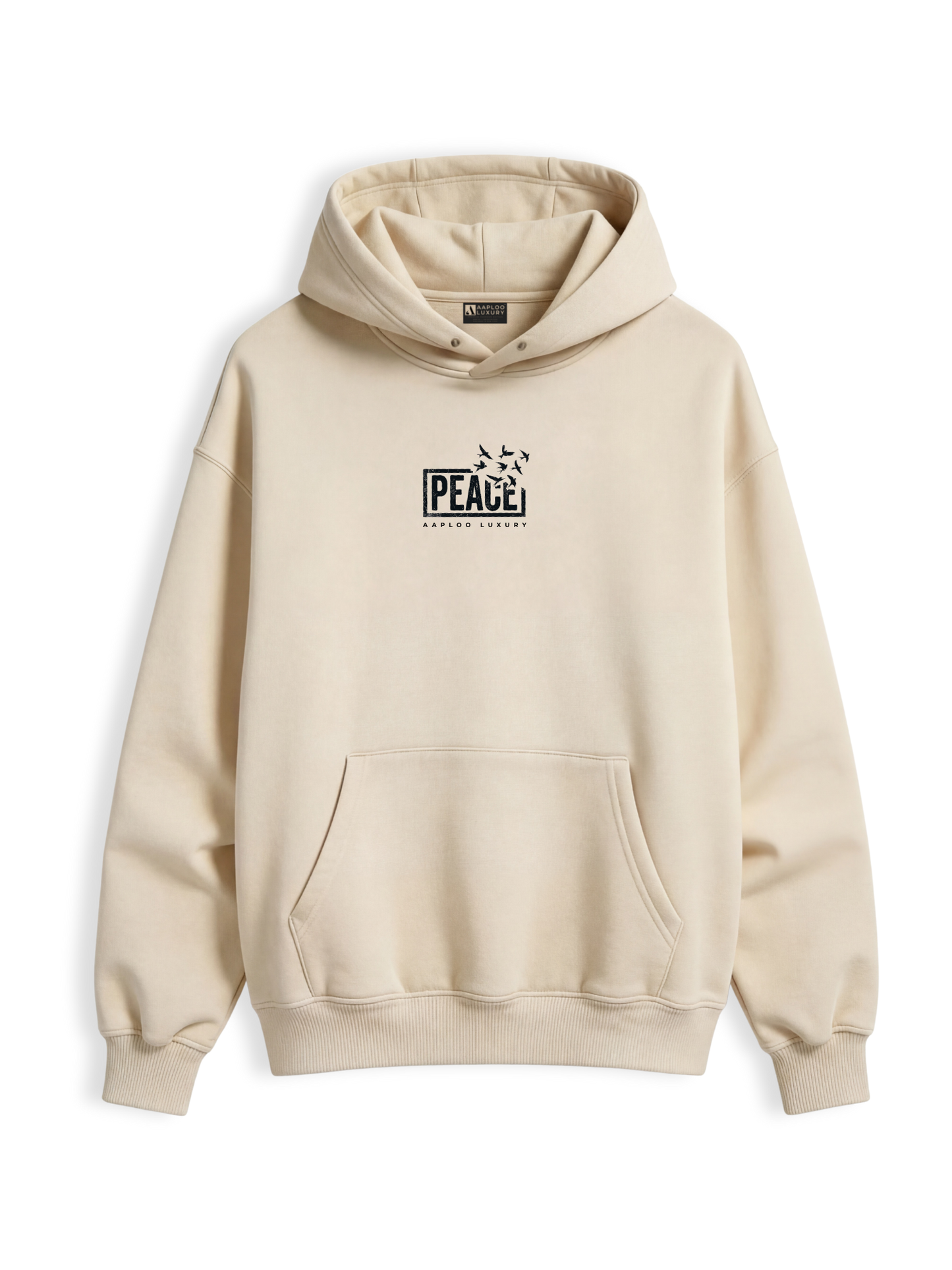 Peace Dove Hoodie – 400 GSM Beige | Aaploo Luxury