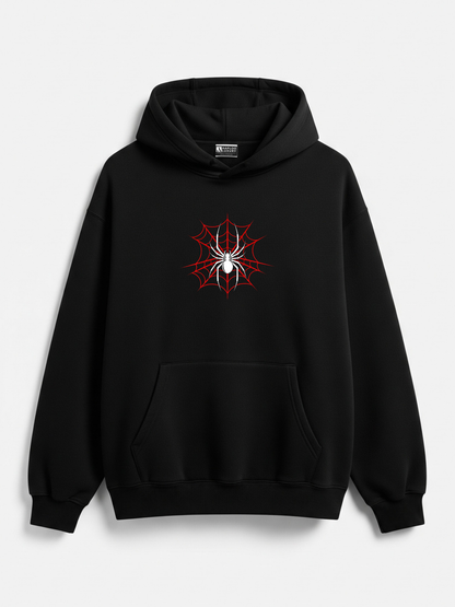Spider Web Graphic Hoodie – 400 GSM Black | Aaploo Luxury
