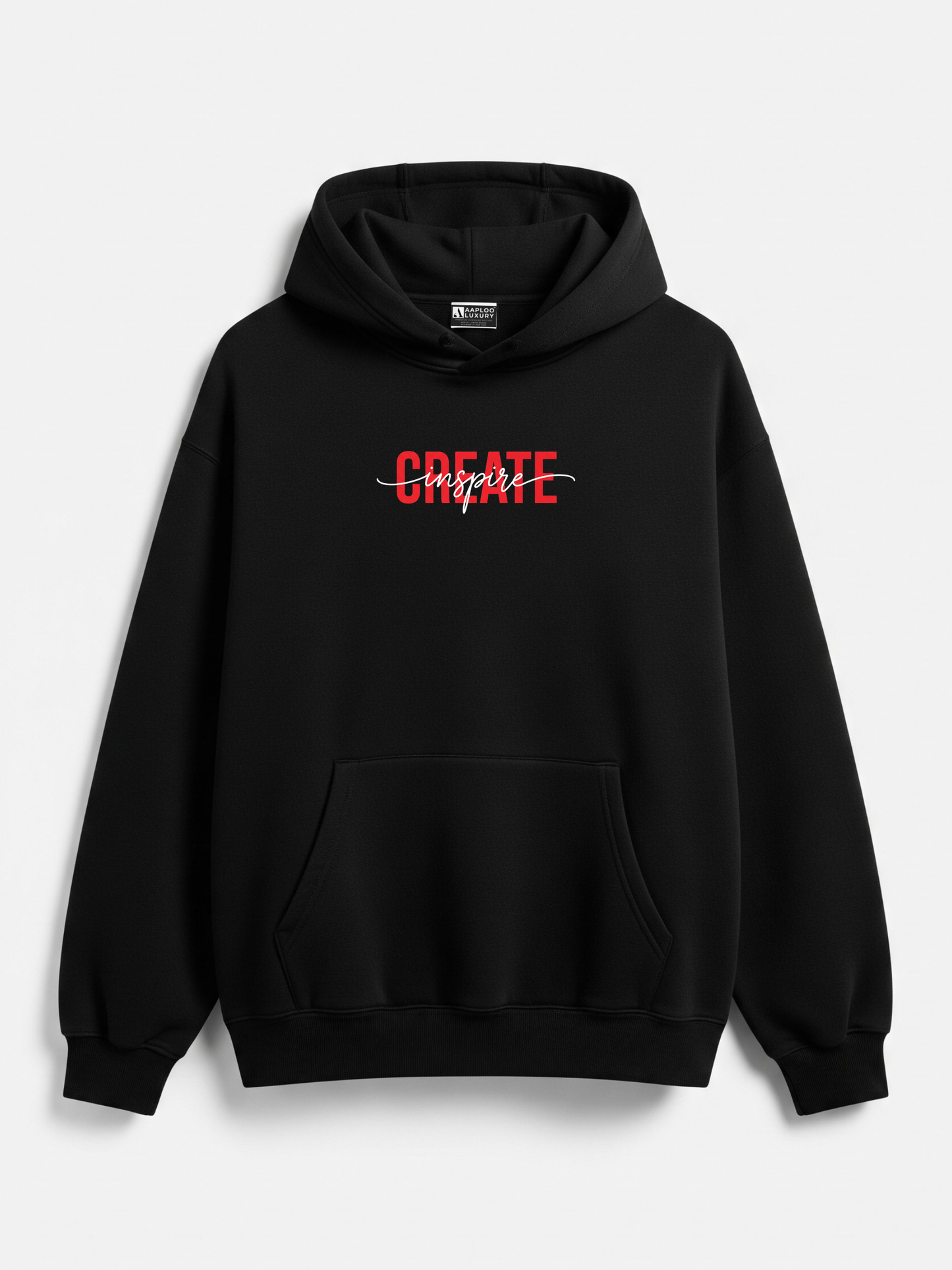Create / Inspire Black Hoodie – 350 GSM Premium Women's Cotton | Oversized Fit