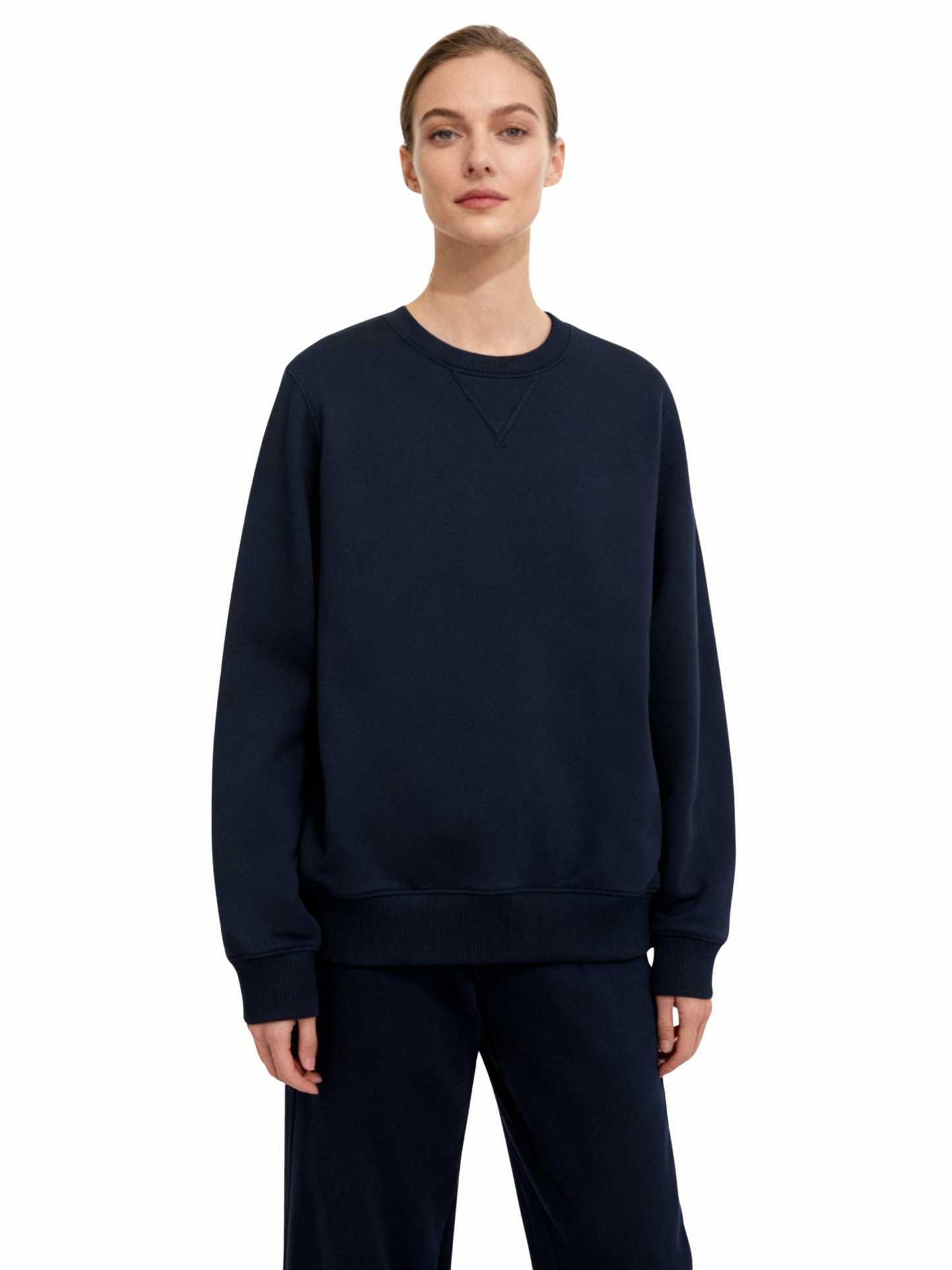 Navy Cotton Sweatshirt | 350 GSM Regular Fit | Aaploo Luxury