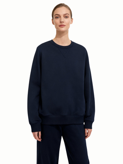 Navy Cotton Sweatshirt | 350 GSM Regular Fit | Aaploo Luxury