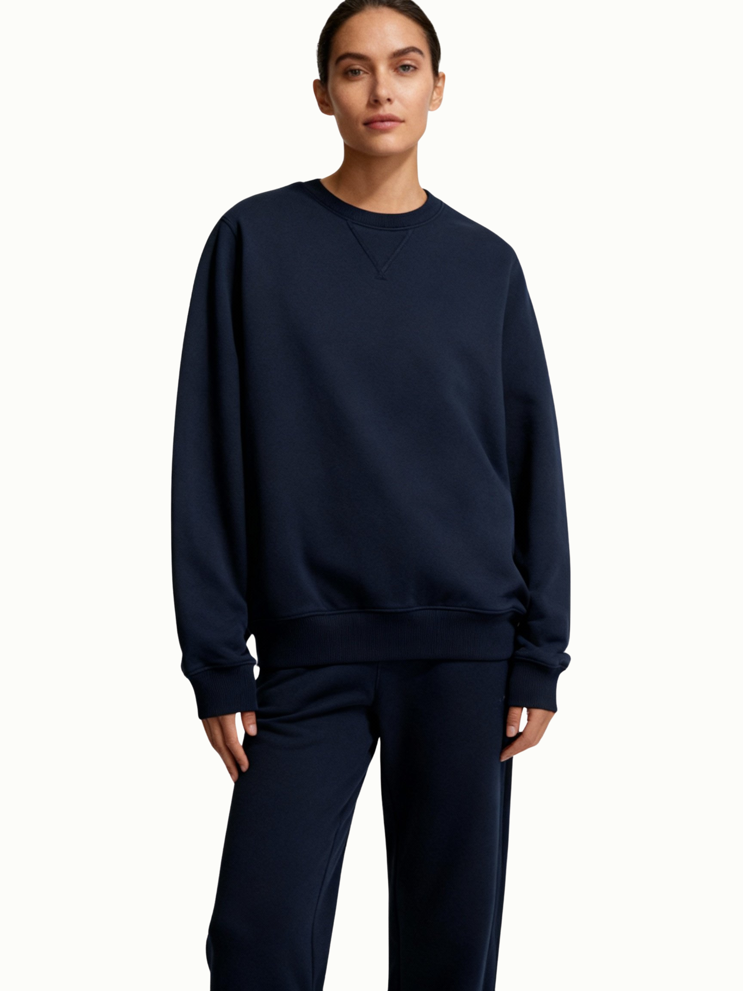 Navy Cotton Sweatshirt | 350 GSM Regular Fit | Aaploo Luxury