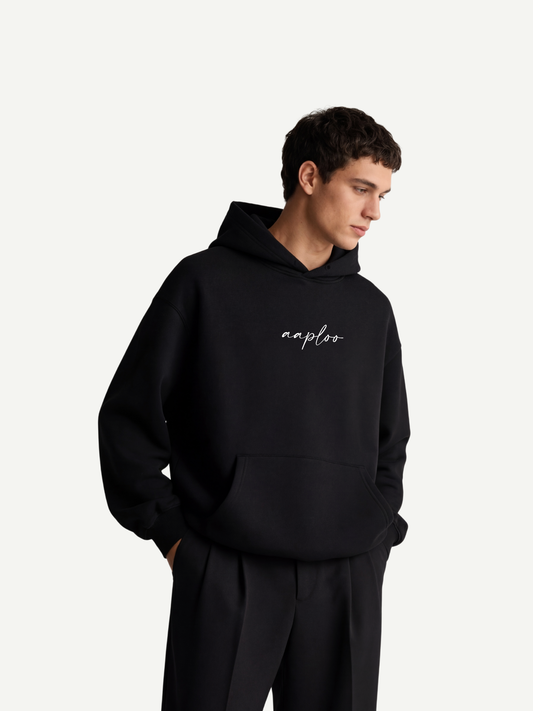 Aaploo Signature Hoodie – Ultra-Heavy 400 GSM | Black