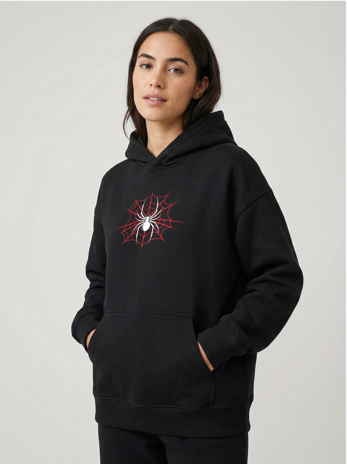 Spider Web Graphic Hoodie – 400 GSM Black | Aaploo Luxury