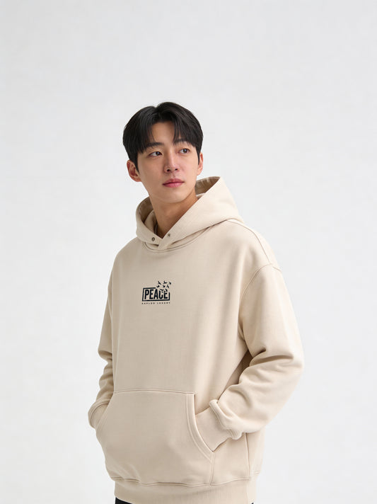 Peace Dove Hoodie – 400 GSM Beige | Aaploo Luxury