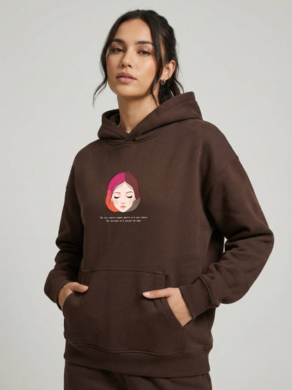 Minimal Girl Art Hoodie – 400 GSM Black | Aaploo Luxury