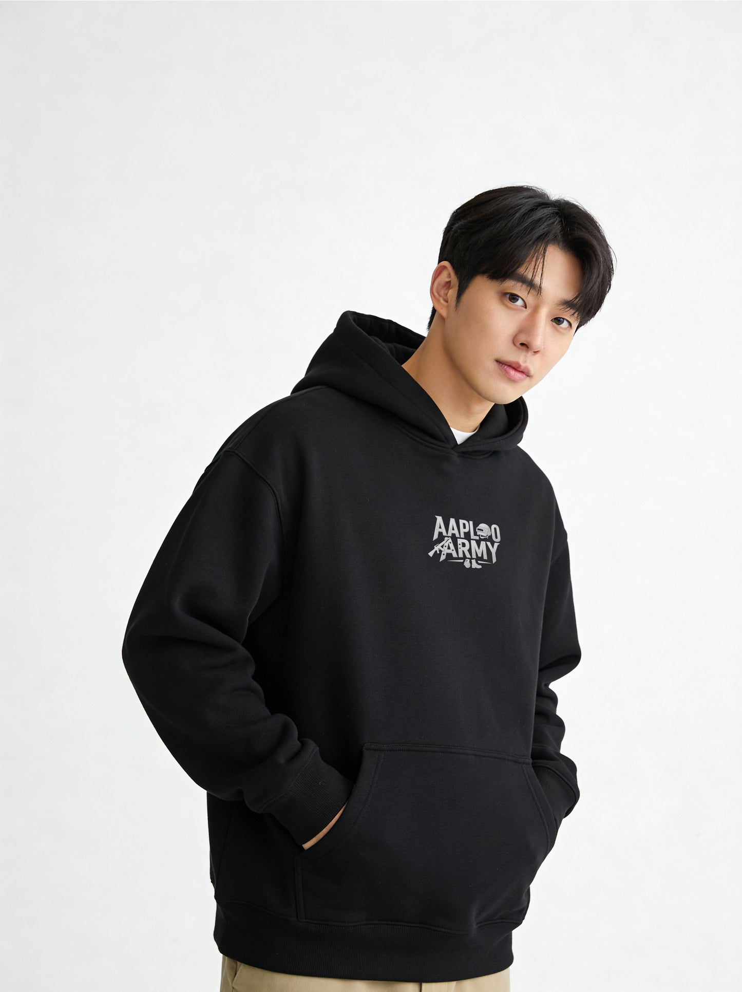 Aaploo Army Battle Hoodie – 400 GSM Black | Aaploo Luxury