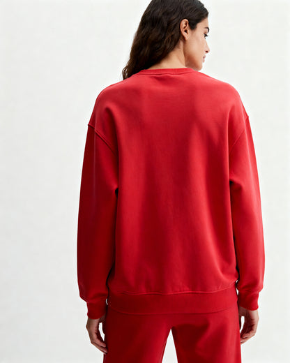 Red 300 GSM Women’s Relaxed Fit Sweatshirt – Aaploo Luxury