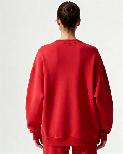 Red 300 GSM Women’s Relaxed Fit Sweatshirt – Aaploo Luxury