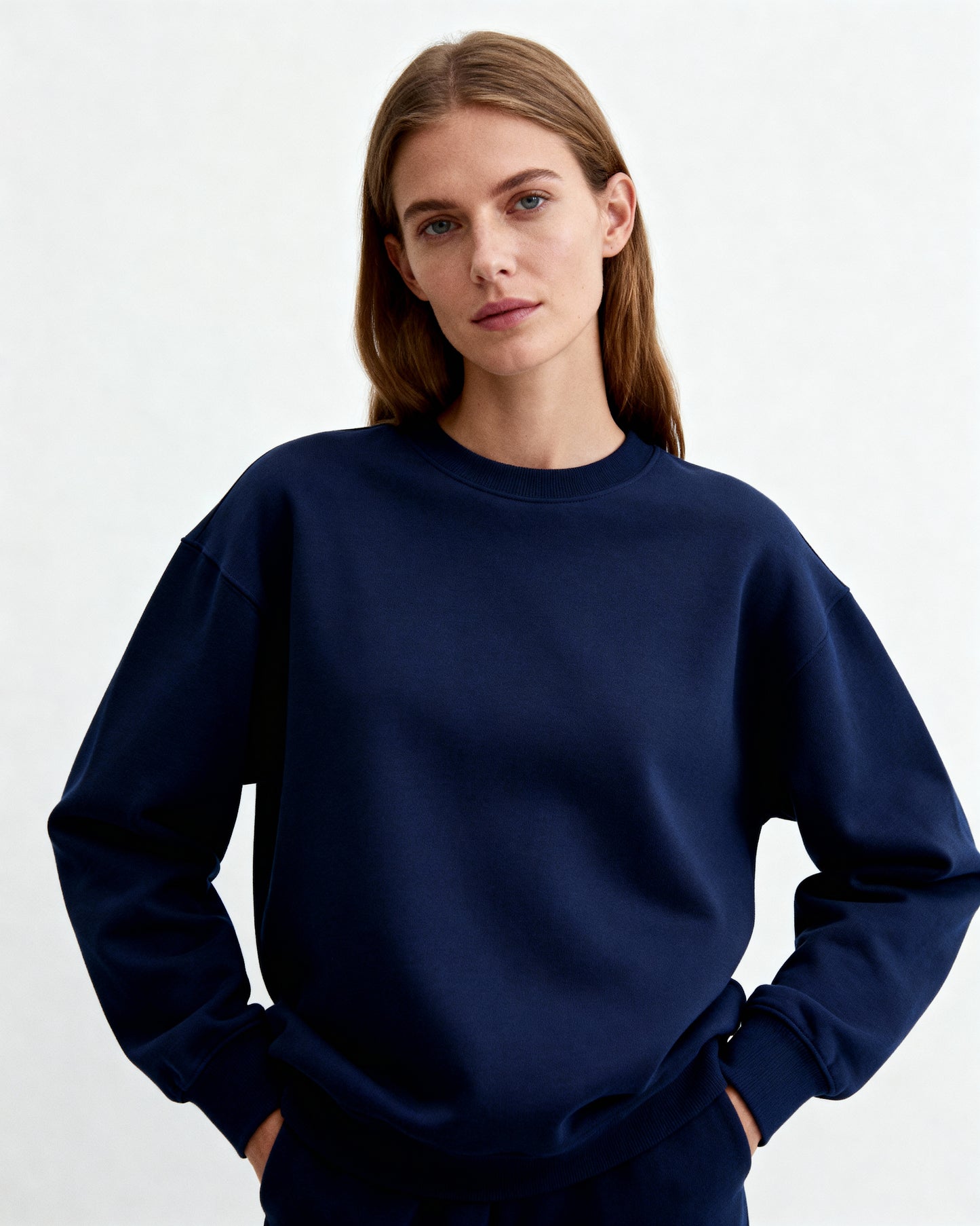 Navy Blue 300 GSM Women’s Relaxed Fit Sweatshirt – Aaploo Luxury