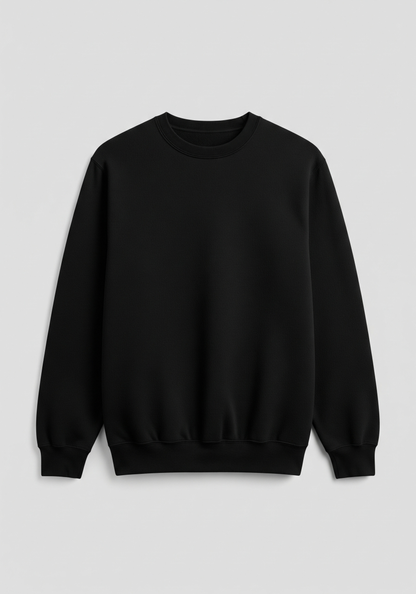 Black sweatshirt on a light gray background