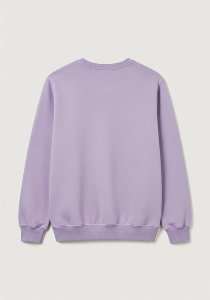 Purple sweatshirt on a light gray background