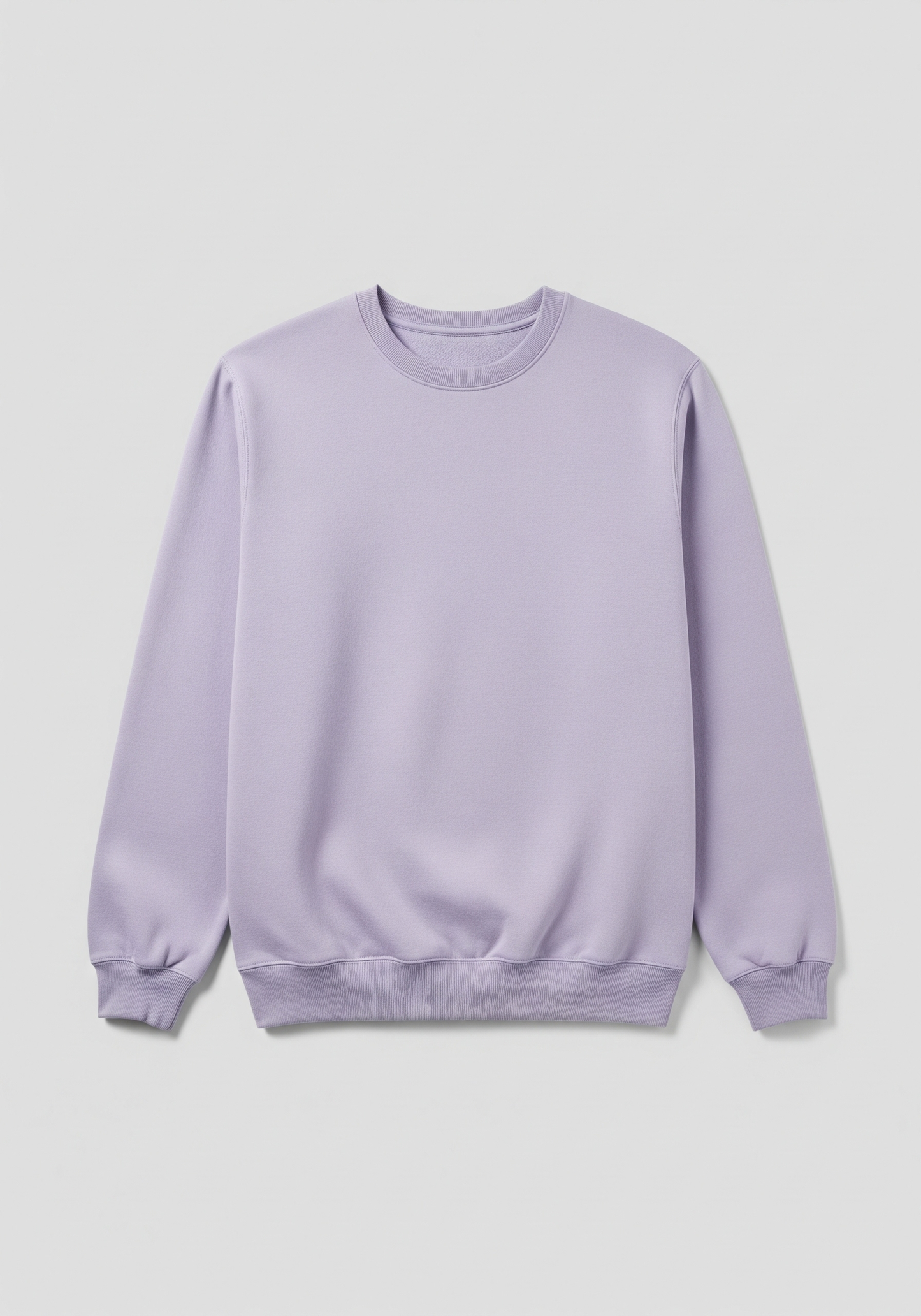 Lavender sweatshirt on a light gray background