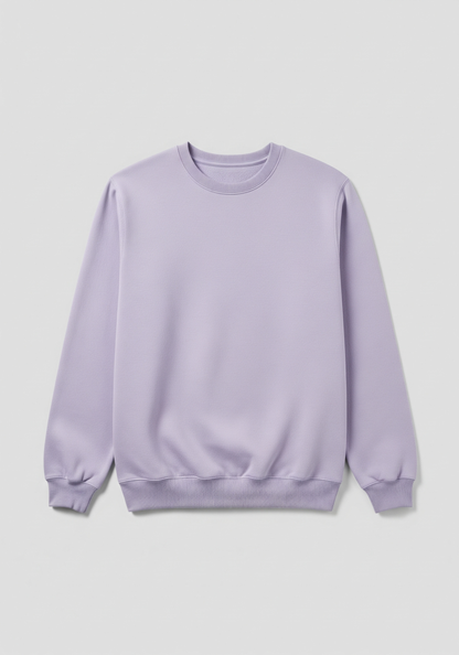 Lavender sweatshirt on a light gray background