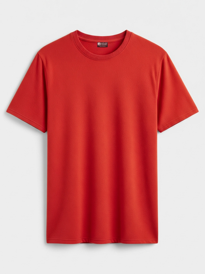 Red t-shirt on a light gray background