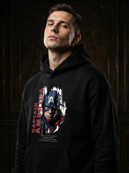 IDHARSE × AAPLOO LUXURY – CAPTAIN AMERICA INSPIRED LEGACY HOODIE | JANUARY LIMITED EDITION