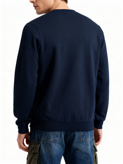 Navy Cotton Sweatshirt | 350 GSM Regular Fit | Aaploo Luxury