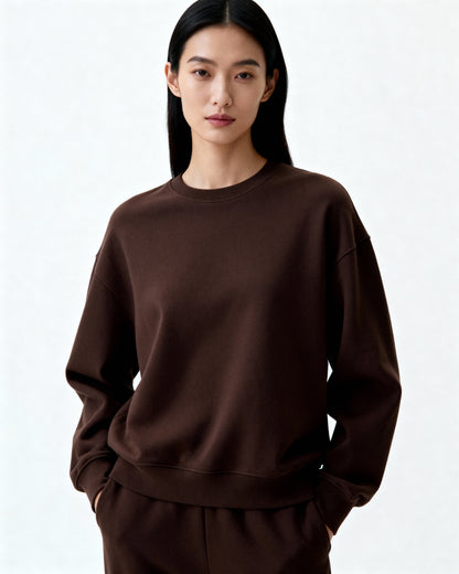 Brown 300 GSM Women’s Relaxed Fit Sweatshirt – Aaploo Luxury